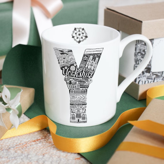 Yorkshire Bone China Mug - Yorkshire gift - UK gift - Yorkshire Souvenir - Graduation print - Illustrated Mug - Yorkshire Tea