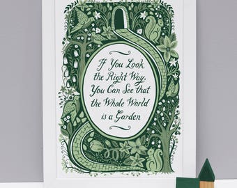 The Secret Garden, Famous Quotes Print - Nursery print - Nursery decor - Childrens art - Childrens book- graduation gift UK