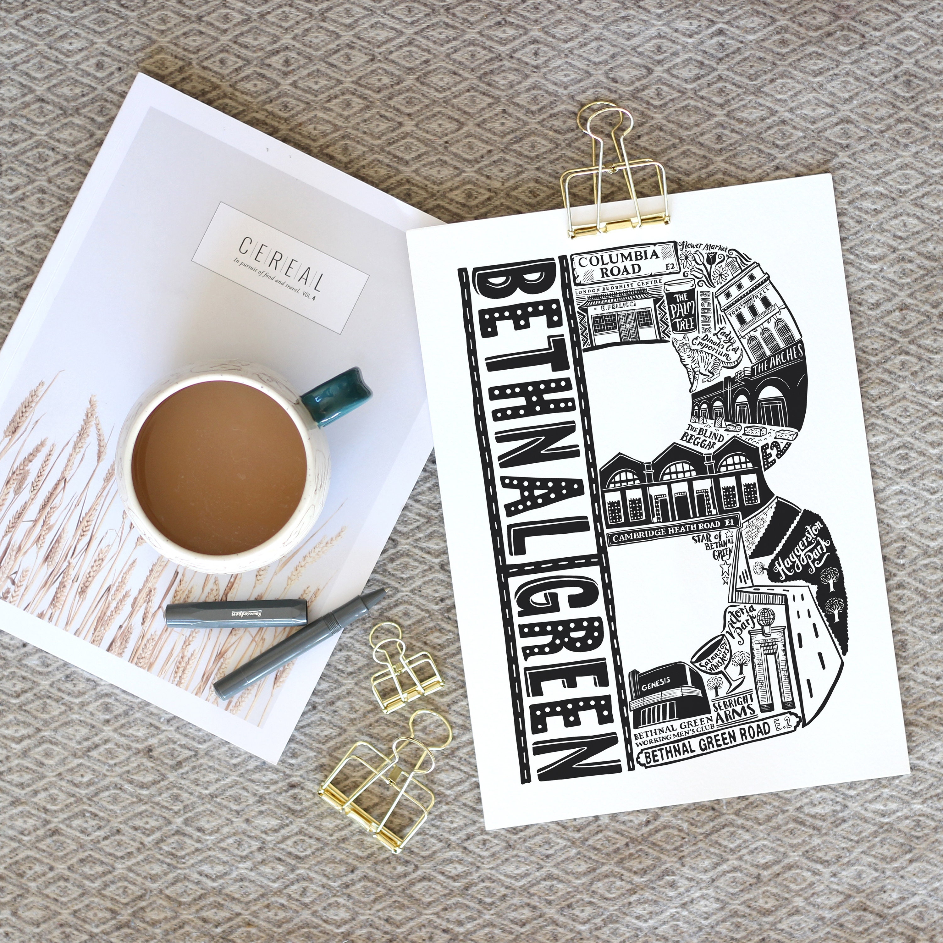 Bethnal Green print  - London print - Bethnal Green poster - Anniversary paper gift - London gifts - housewarming gift- Gift for sister