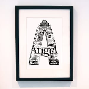 Best of Angel London print London poster London Art Typographic Print London illustration letter art North London poster image 2