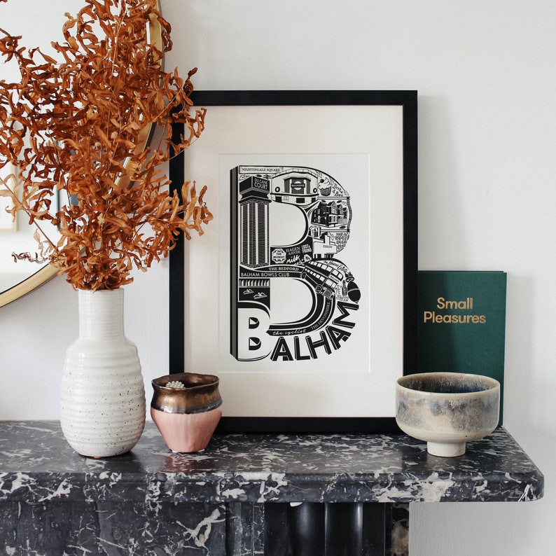 Best of Balham London print London Art Typographic Print London illustration letter art South London Mothers day gift UK image 1