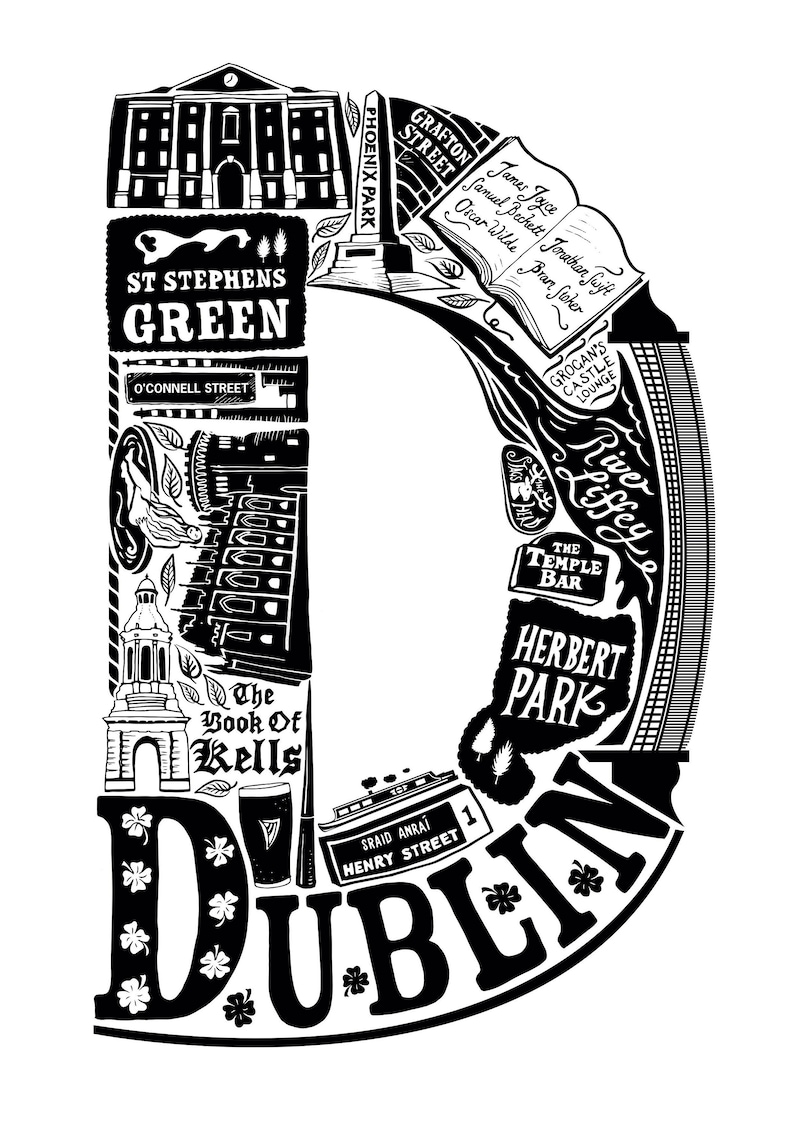 Dublin Framed Print Ireland Poster Irish Art Typographic Etsy