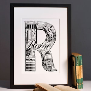 Stampa di Roma - Poster di Roma - Arte di Roma - Letter Art - Regalo di fidanzamento - Wall Art - Poster di viaggio italiano - Regalo di carta per l'anniversario