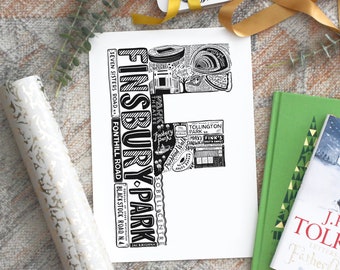 Finsbury Park print - Housewarming gift for Londoners - Finsbury Park art - Finsbury Park poster - London gift - Finsbury Park gift