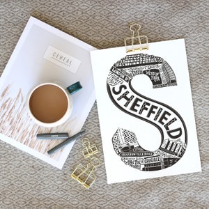 Sheffield unframed Print- Sheffield poster - Sheffield Gift- University of Sheffield - Anniversary paper gift - Gift for sister for him