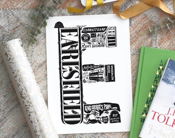 Earlsfield print - Earlsfield poster - Earlsfield Art - Typographic Print - Earlsfield gift - South London gift - Graduation Ideas