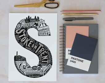 Stoke on Trent print - Stoke on Trent poster - Stoke on Trent art - graduation gift UK - housewarming gift for men - UK gift