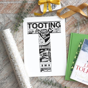 Tooting print - Tooting poster - Tooting art - Tooting lido - London gift - Unframed print - graduation gift UK - Gift for sister