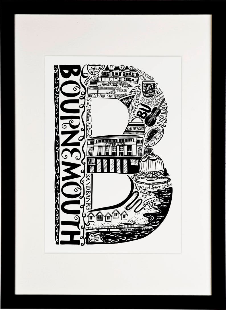 housewarming gift Bournemouth Gift Bournemouth unframed Print University Gift Ideas Birthday Gift UK Birthday Gift UK