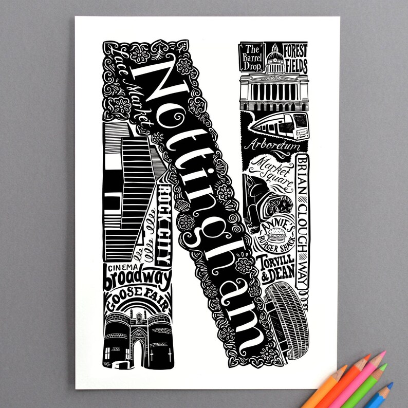 Nottingham Unframed Print Nottingham Gift Graduation Gift Etsy