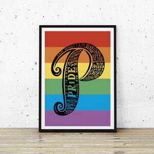 Pride poster Pride art Pride print Love is Love Proud Pride in the UK Pride flag Pride artwork graduation gift UK image 3