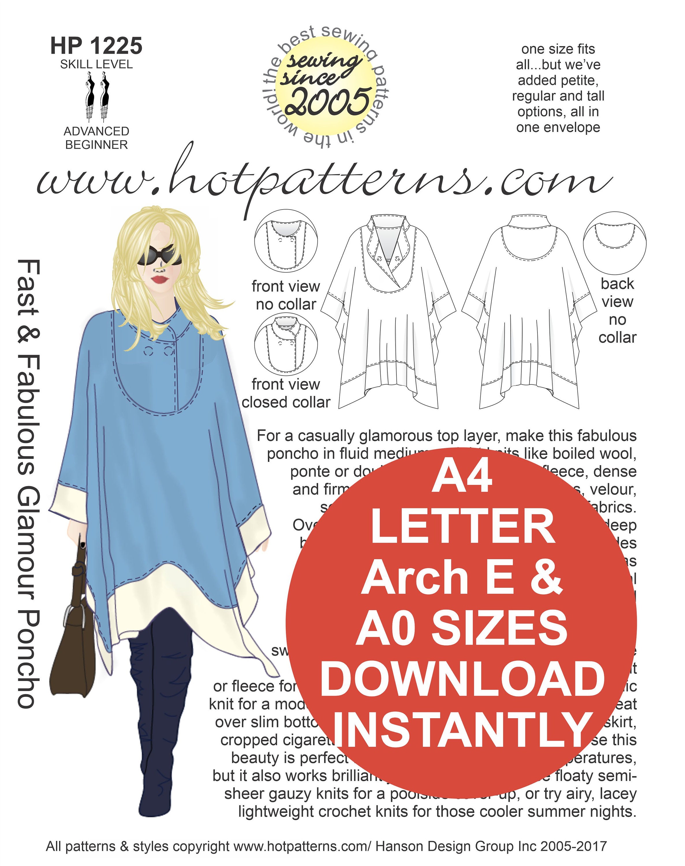 GLAM Poncho Sewing Pattern Fleece Sewing Pattern Easy Poncho Pattern