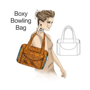 Boxy Bowling Bag Sewing Pattern: Lined Handbag with Pockets (Digital Download)