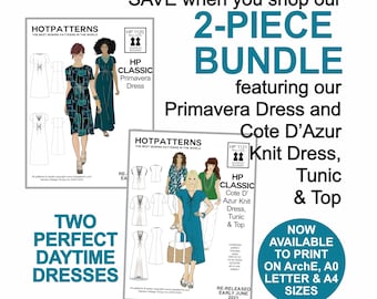 Plus Size Sewing Pattern Bundle: Knit Dress, Tunic & Woven Dress (PDF Download)