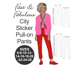 Slim Stirrup Pants Sewing Pattern: Retro Pull-On Design (Sizes 6-26)
