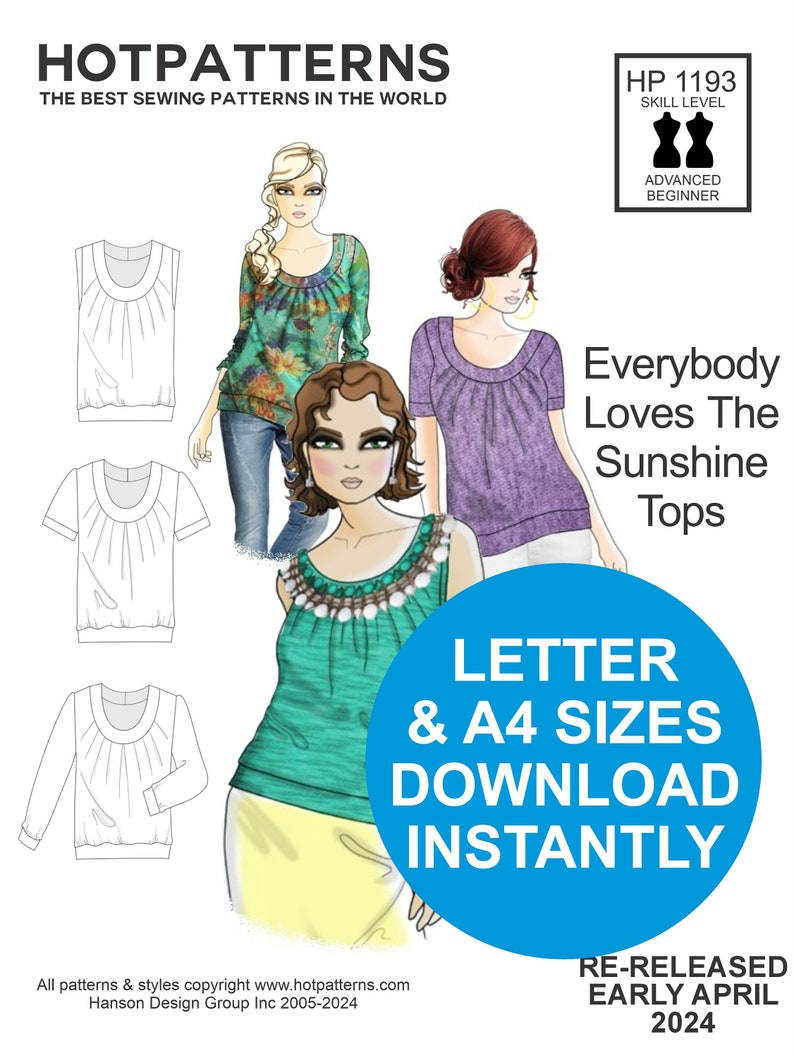 EASY JERSEY Top Sewing Pattern. Best Seller. Sunshine Top. Sleeveless ...