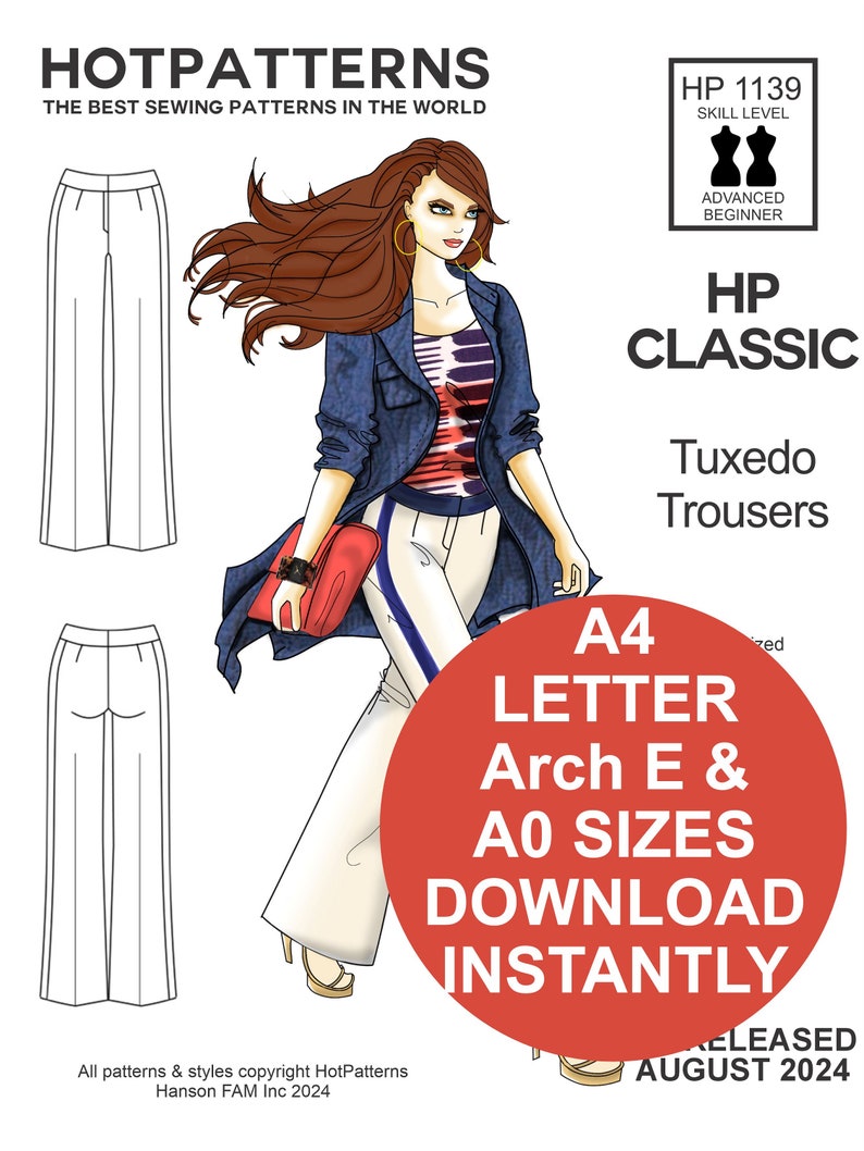 CLASSIC Hotpatterns Sewing Pattern. Tuxedo Trousers. Kick-flare Trouser ...
