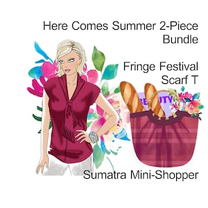 Sewing Pattern Bundle: Fringe Scarf T-Shirt + Mini-Shopper Bag (Plus Size)