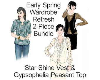 Peasant Top & Princess-Seamed Vest Sewing Pattern: Multi-Size Bundle