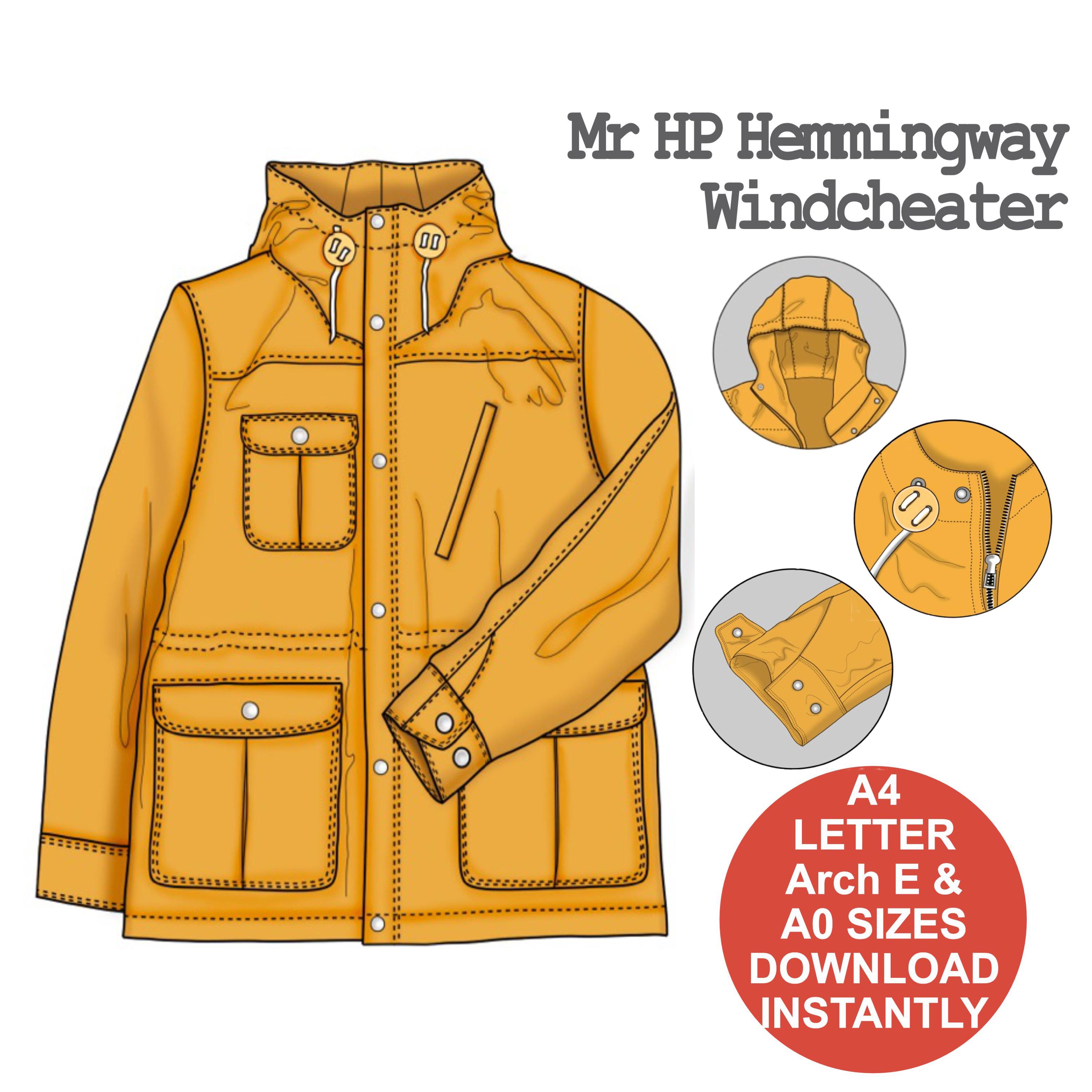 Men's Jacket Sewing Pattern. Hemmingway Windcheater. Casual