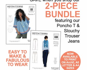 Sewing Pattern Bundle: Poncho Top & Slouchy Jeans (Sizes 6-26) (A4/Letter) (Digital Download)