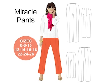 Miracle Pants Sewing Pattern: Pull-On Crop Pants, Plus Size (Digital Download)