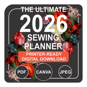 2026 Ultimate Sewing Planner | Digital Project Organizer, Mood Board and Croquis | Printable PDF & Canva Template