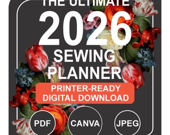 2026 Ultimate Sewing Planner | Digital Project Organizer, Mood Board and Croquis | Printable PDF & Canva Template