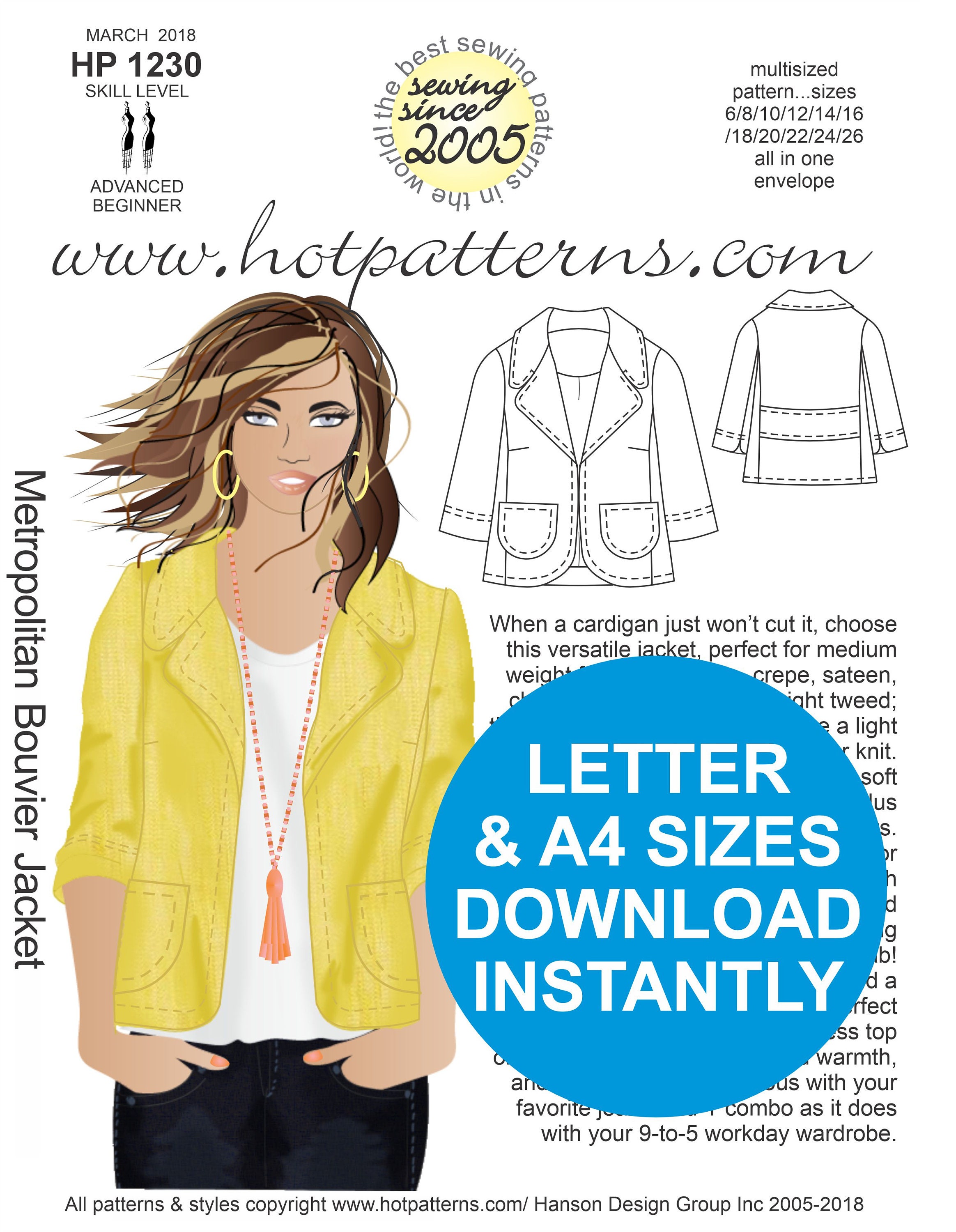 RETRO Jacket Sewing Pattern. Cropped Jacket Pattern. No