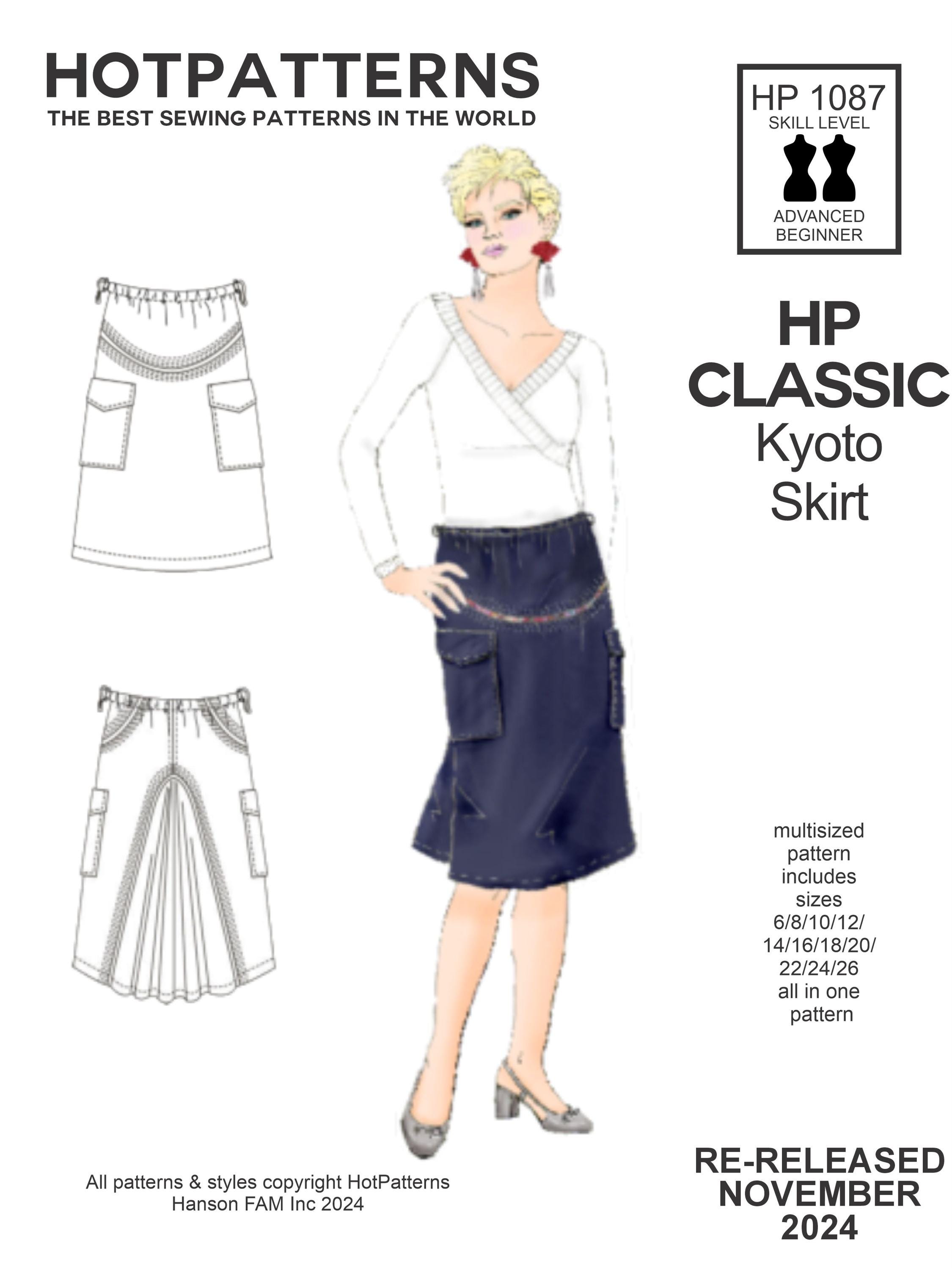 Kyoto Skirt Sewing Pattern: Hotpatterns Classic, Midi Length (A0, Arche ...