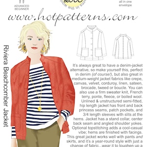 Riviera Beachcomber Jacket Sewing Pattern: Semi-fitted Design (sizes 6 ...