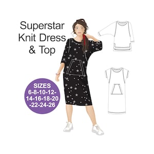 Knit Dress & Top Sewing Pattern: Raglan Sleeve, Plus Size (PDF Pattern)