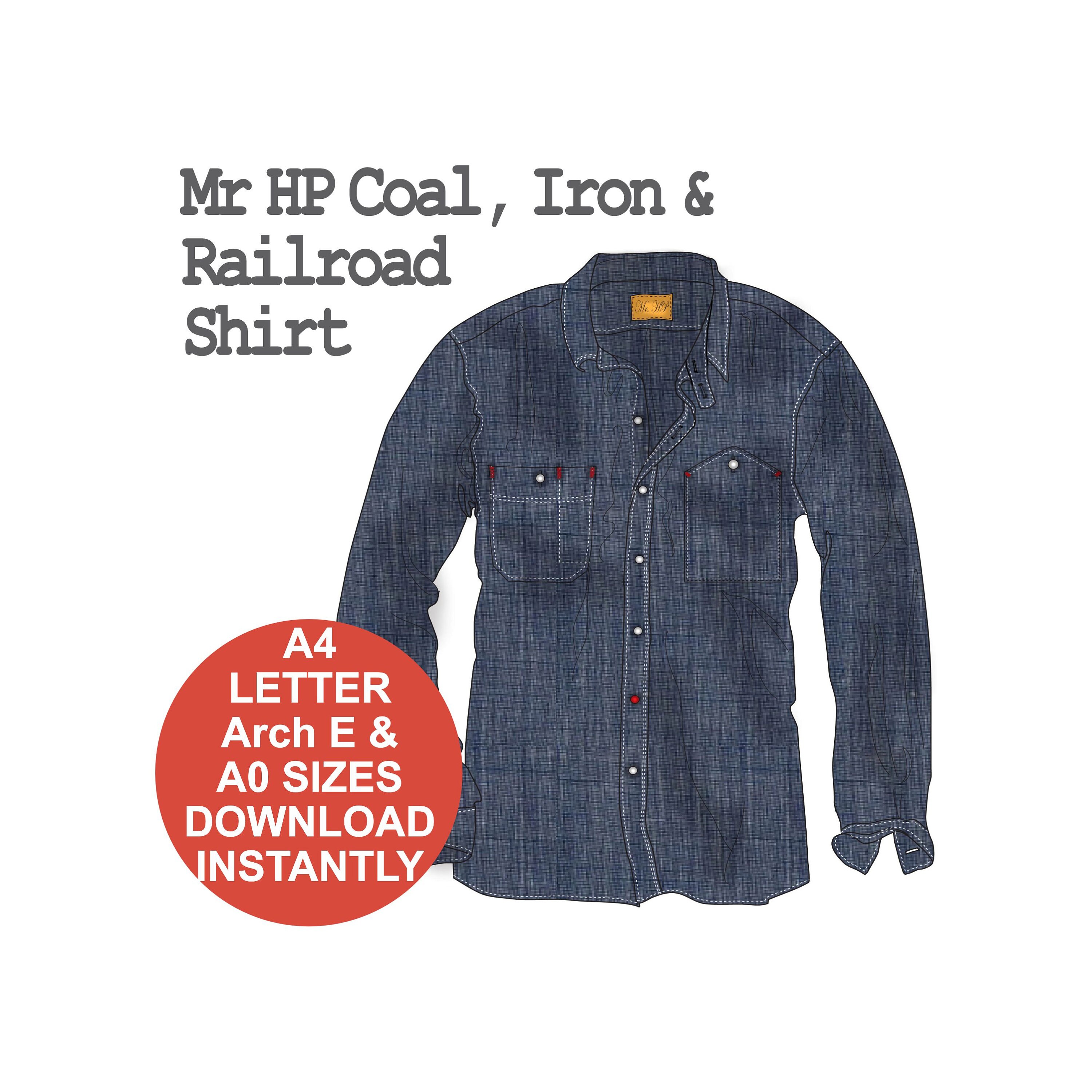 Patrón de costura para camisa de cambray para hombre: Mr. HP Workwear  (Descargar PDF) - Etsy México, image size:3000x3000