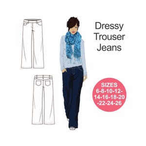 Slouchy Trouser Jeans Sewing Pattern: Women&#39;s Sizes 6-26 (Digital Download)