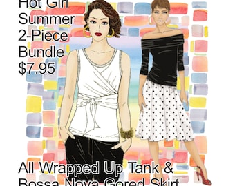 Tank and Gored Skirt Sewing Pattern Bundle (Sizes 6-26)