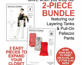 Layering Tank & Palazzo Pants Sewing Pattern Bundle (Sizes 6-26) (PDF Pattern)