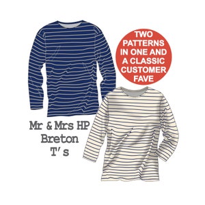 Breton T-Shirt Sewing Pattern: Men&#39;s & Women&#39;s Sizes (PDF Download)