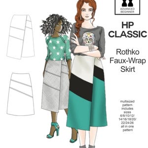 Woman Sewing Rothko CLASSIC Rothko Faux-wrap Skirt Sewing Pattern. Midi Skirt Pattern ...