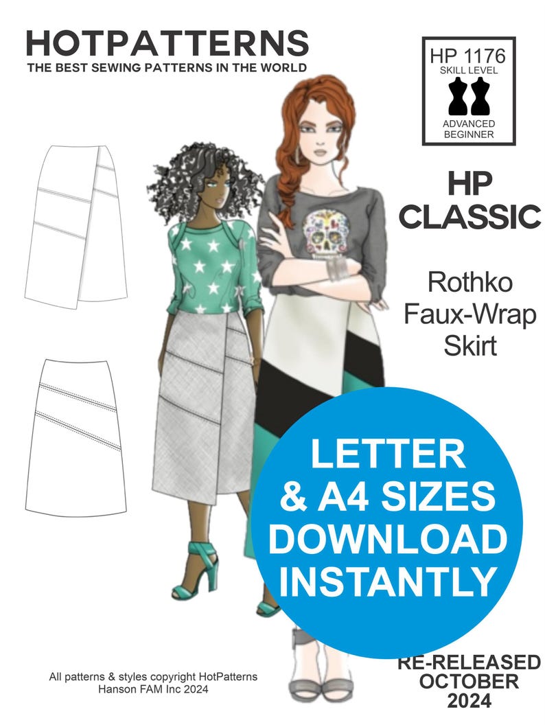 Mark Rothko Woman Sewing CLASSIC Rothko Faux-wrap Skirt Sewing Pattern. Midi Skirt Pattern ...