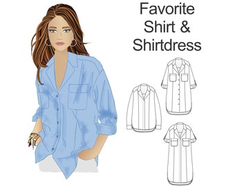 Classic Shirt Sewing Pattern: Long & Short Sleeve, Plus Size (A4/Letter PDF)