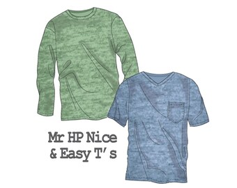 Naaipatroon heren-T-shirt: relaxte pasvorm, ronde hals en V-hals (pdf-download)