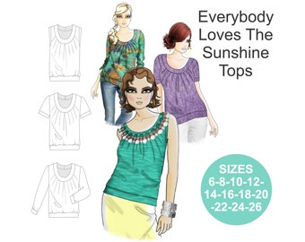 Jersey Knit Top Sewing Pattern: Sunshine Top, Plus Sizes (Digital Download)