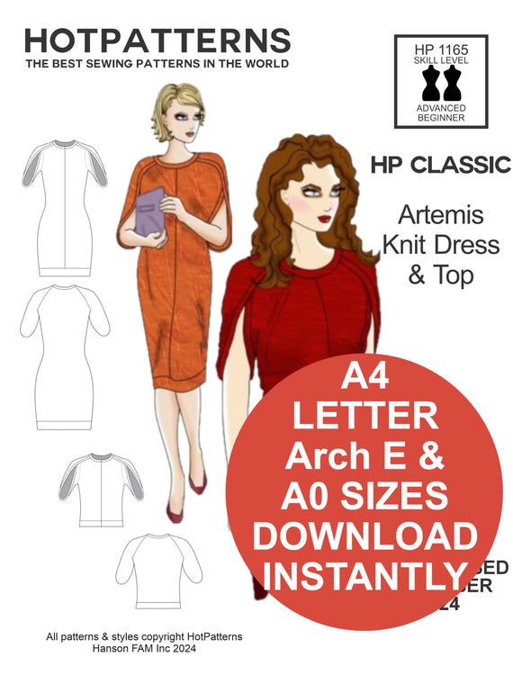 Artemis Knit Dress & Top Sewing Pattern: Tulip Sleeve (size 6-26) (digital  Download) - Etsy