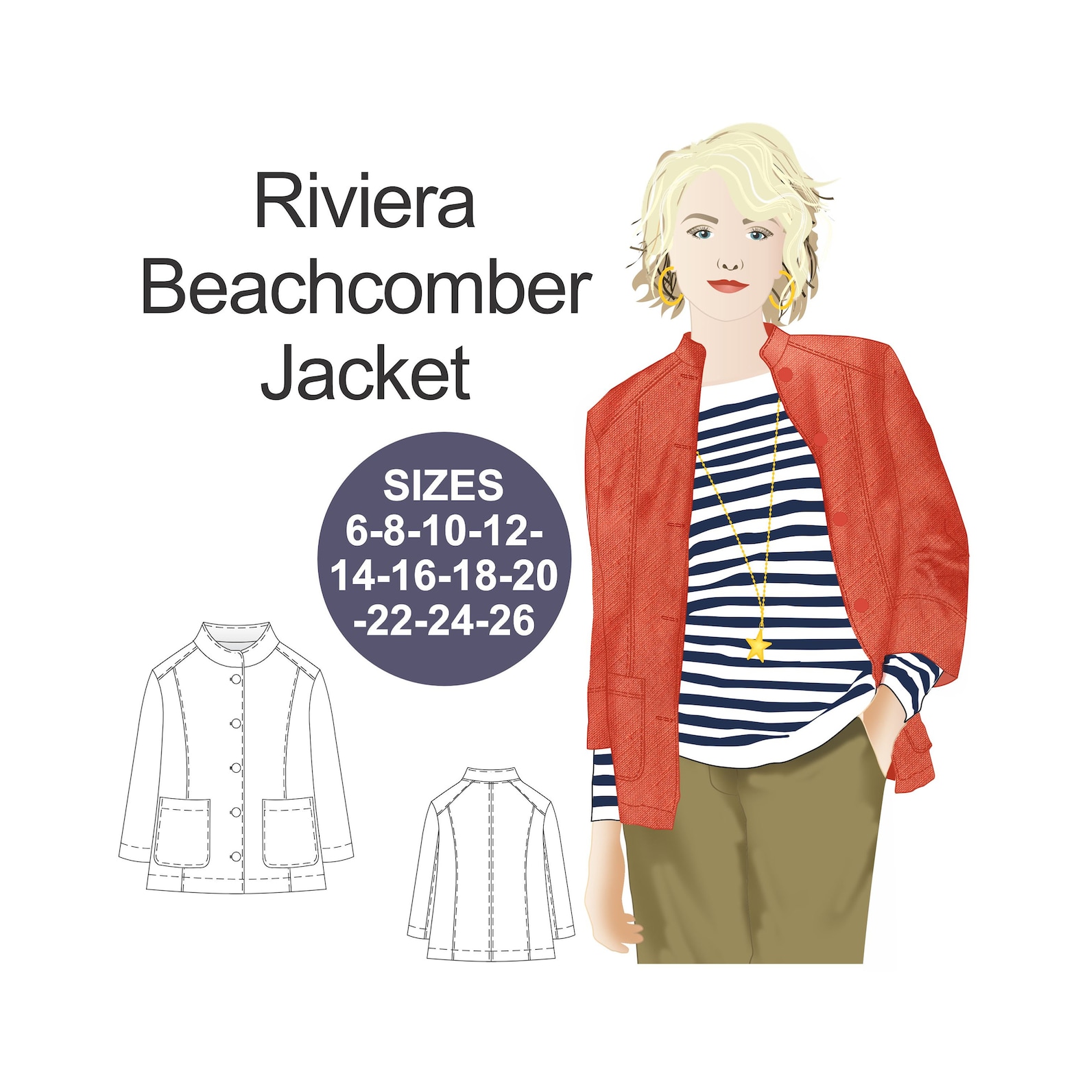 CASUAL Jacket Sewing Pattern. Denim Jacket Pattern. Fall Jacket Pattern. Plus Size Jacket