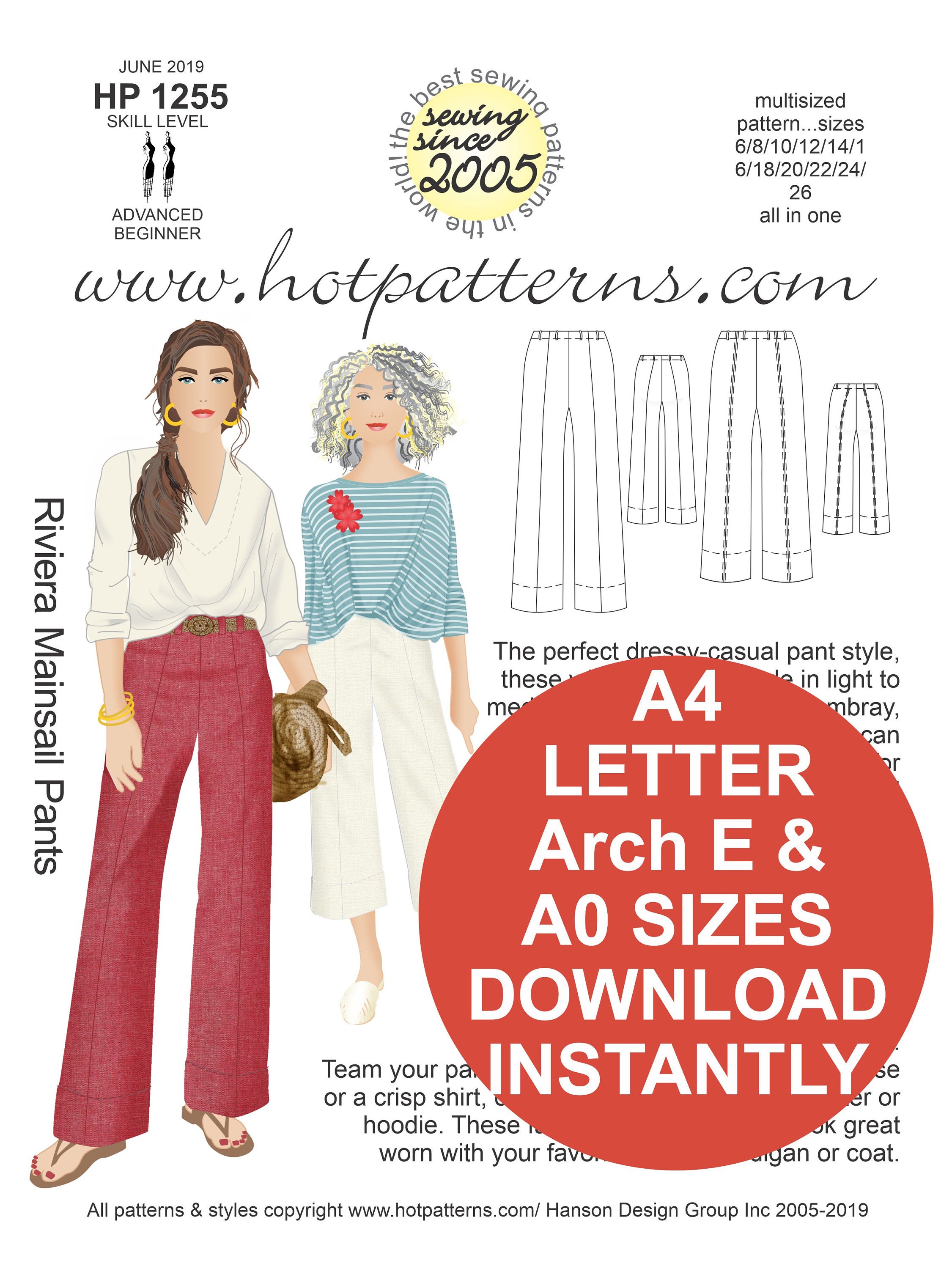 EASY Pants Sewing Pattern. Culotte Pattern. Crop Pants Pattern. Sailor
