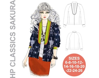 Sakura Bomber Jacket Sewing Pattern: Sporty Zip Jacket (Sizes 6-26)