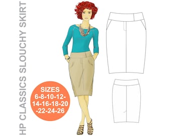Slouchy Fly-Front Skirt Sewing Pattern: Relaxed Fit with Pockets (PDF Download)