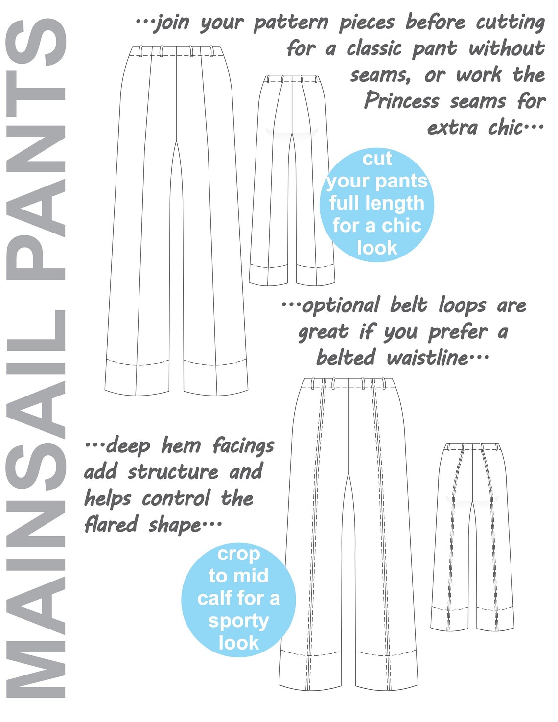 EASY Pants Sewing Pattern. Culotte Pattern. Crop Pants Pattern. Sailor