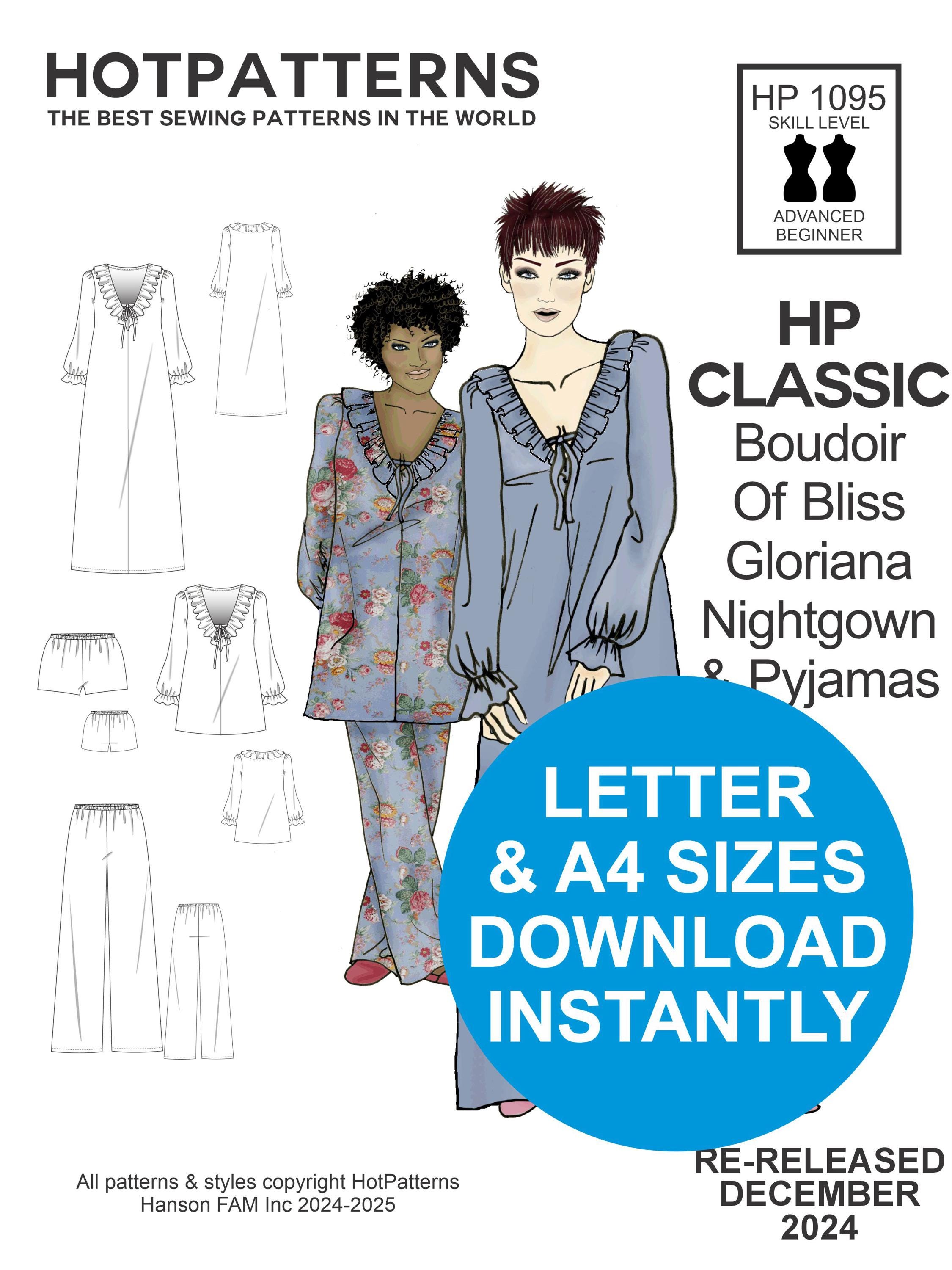 Female Pyjamas Pattern VINTAGE Gloriana Nightgown & Pyjamas Sewing Pattern Historical ...