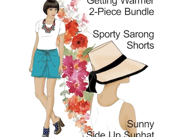 Sarong Shorts & Sunhat Sewing Pattern Bundle (Plus Size)